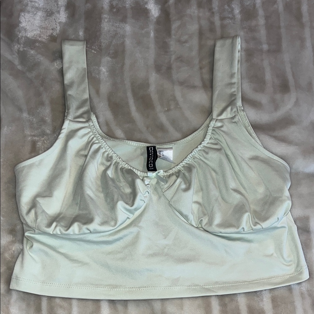 H&M Light Green Gathered Top